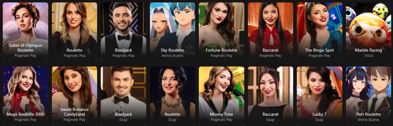 BetNinja Live Casino with real dealers including roulette and blackjack